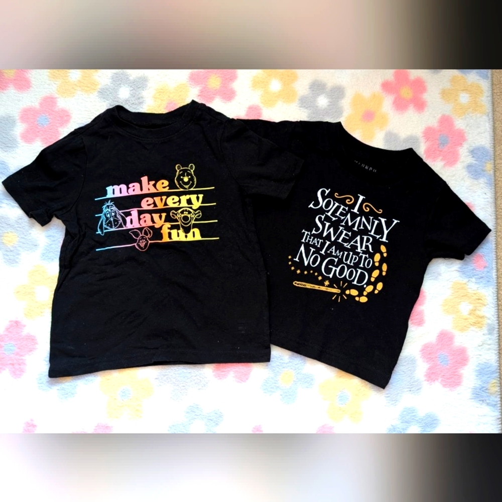 Kids Black Graphic T-Shirts Set Size 2T
